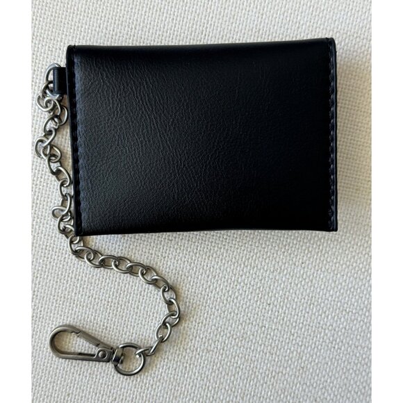 French Connection Bag Charm Key Chain Card Case Black New Logo Name W Chain - Picture 2 of 4
